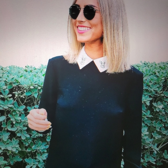 NWT Victoria Beckham collared bunny dress XS black and white - Picture 7 of 7